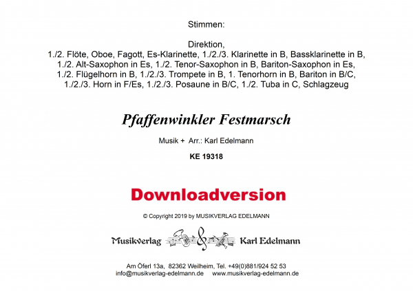 Pfaffenwinkler Festmarsch - Download